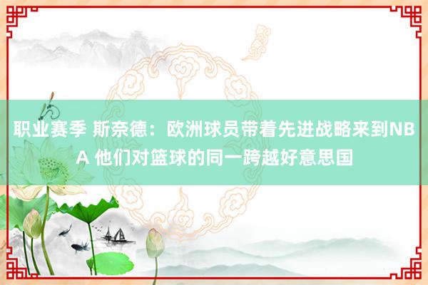 职业赛季 斯奈德：欧洲球员带着先进战略来到NBA 他们对篮球的同一跨越好意思国