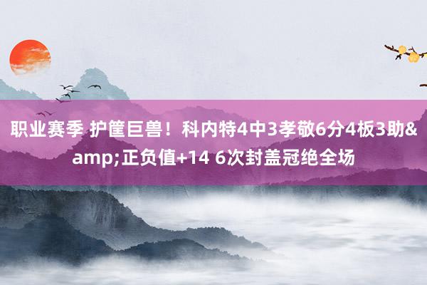 职业赛季 护筐巨兽！科内特4中3孝敬6分4板3助&正负值+14 6次封盖冠绝全场