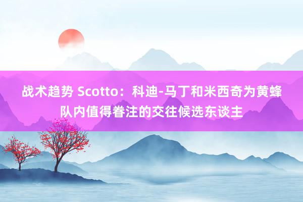 战术趋势 Scotto：科迪-马丁和米西奇为黄蜂队内值得眷注